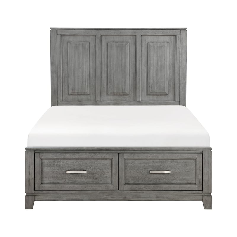 Gray Finish 3pc Bedroom Set Platform Storage Bed and Two Nightstands