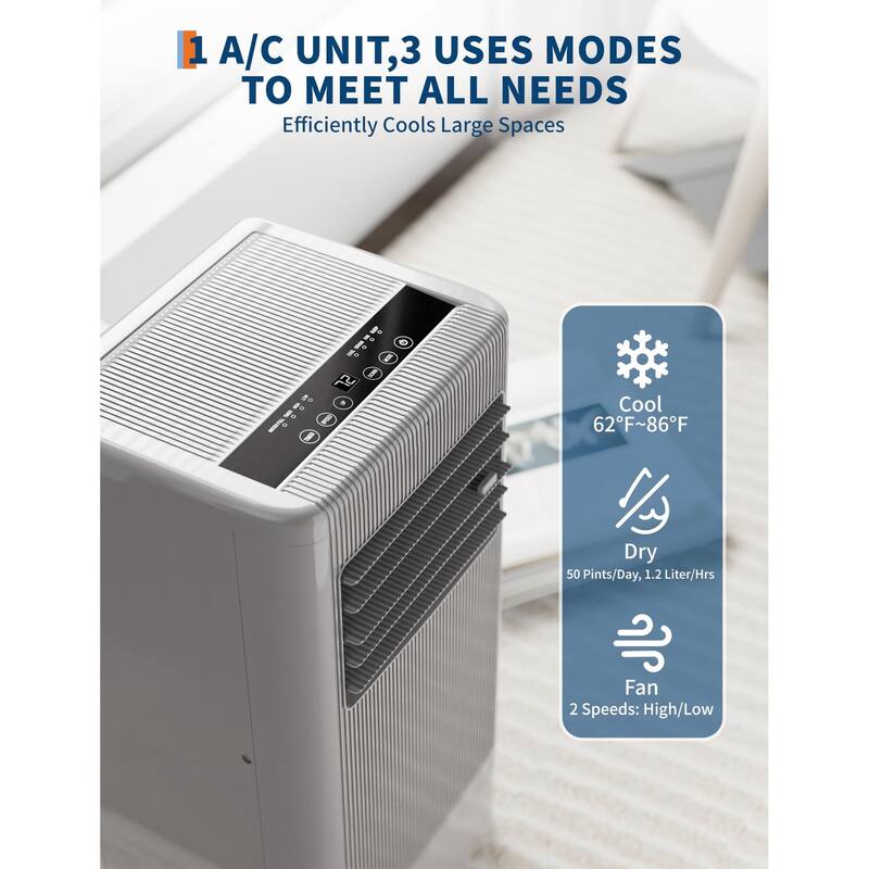 8000/10000 BTU 3-in-1 Portable Air Conditioner with Dehumidifier & Fan, Quiet AC for Bedroom with Remote,Window Kit