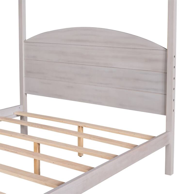 Merax Canopy Platform Bed with Headboard and Support Legs