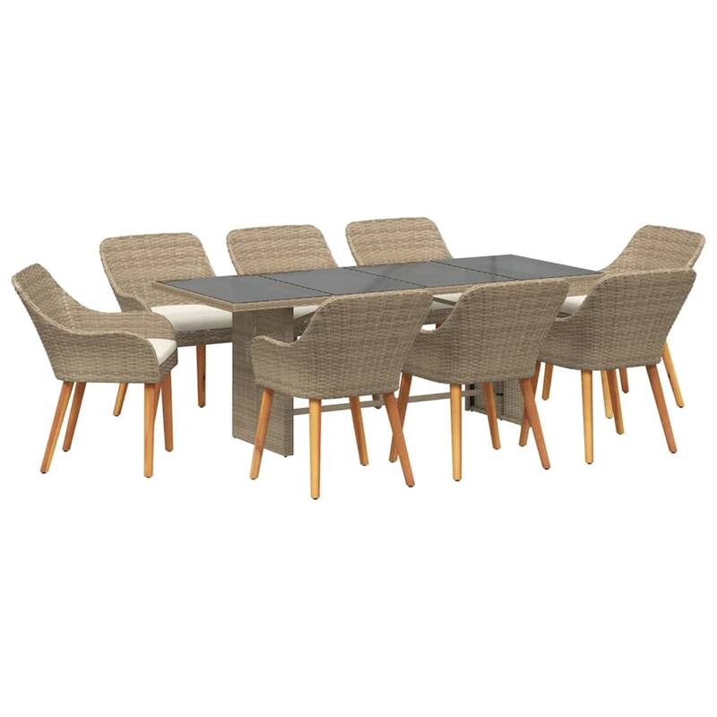 vidaXL Garden Dining 7/9 pcs poly rattan - 74.8 x 31.5 x 29.1