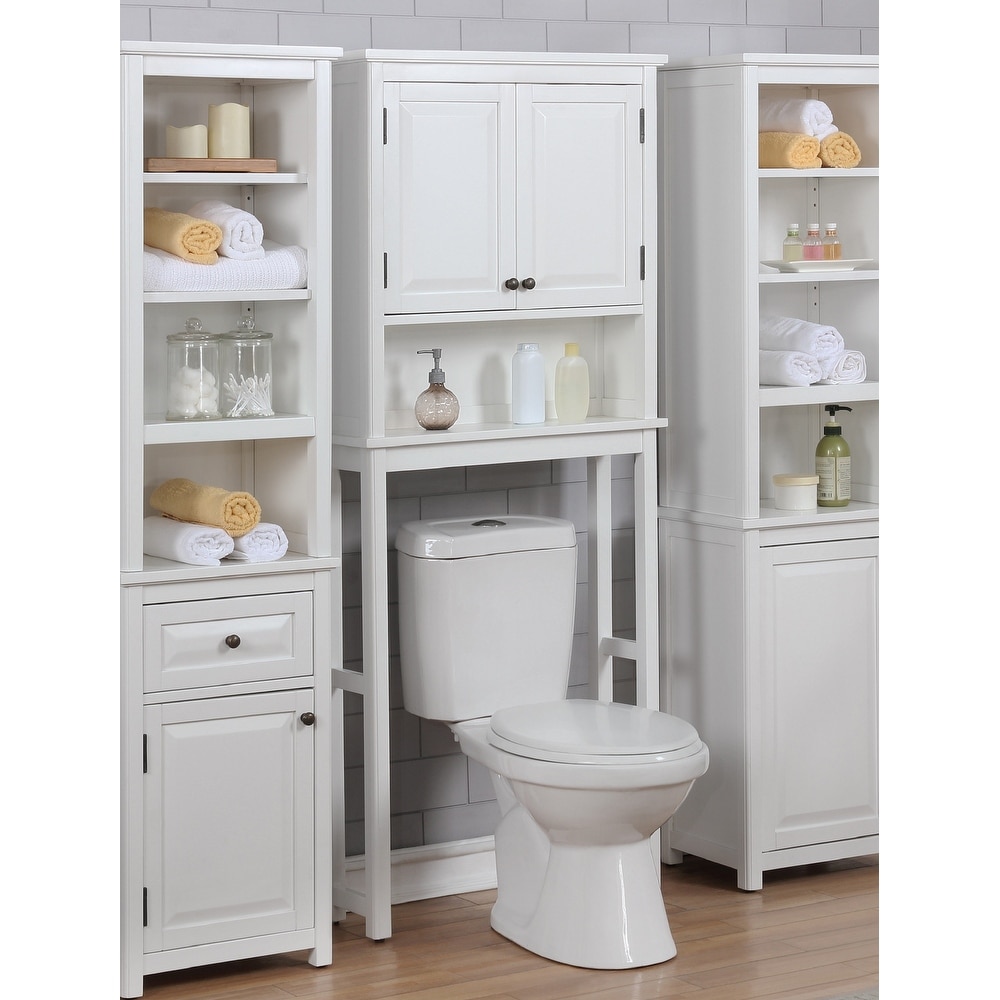 VERYKE Matte White Bathroom Storage Cabinet Organizer Bathroom Shelf  Over-The-Toilet with 3 Shelves and 2 Doors YB-W37040332 - The Home Depot