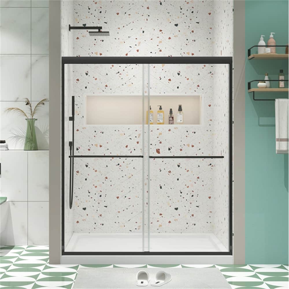 Bathroom Shower Sliding Door with 1/4" Tempered Glass