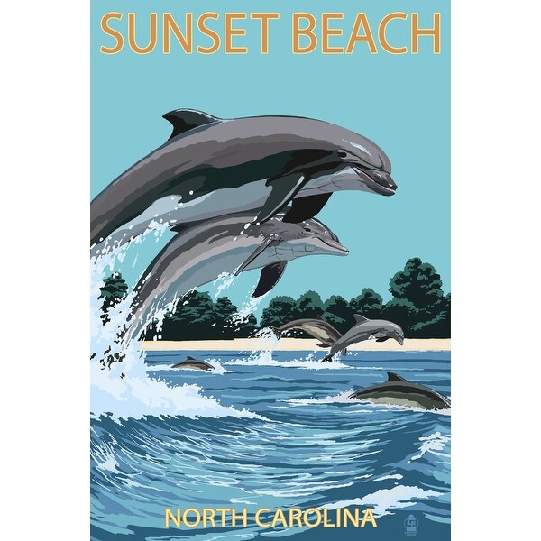 Sunset Beach Calabash North Carolina Dolphins Jumping Lantern Press Poster Art Print Multiple Sizes Available