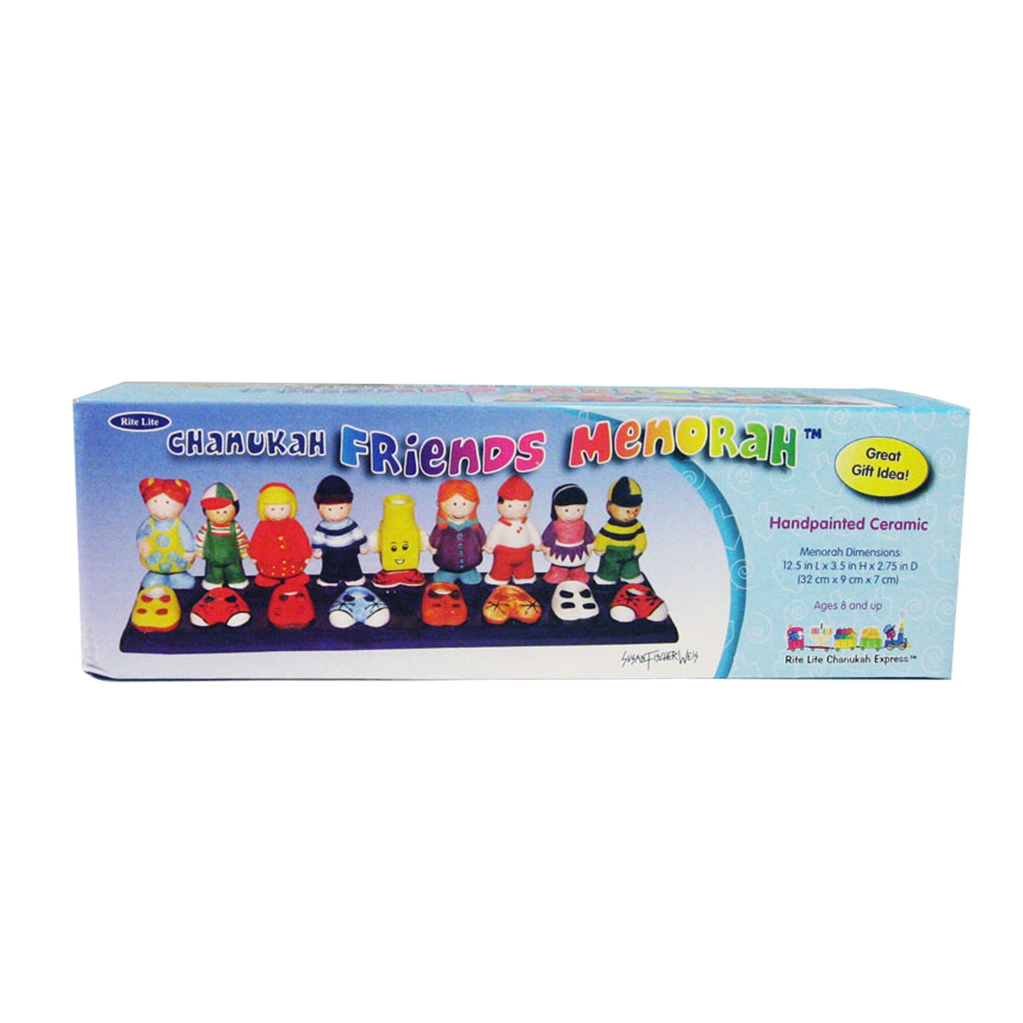 Shop 12 5 Blue And Yellow Hanukkah Friends Hand Painted Menorah Overstock 17745375