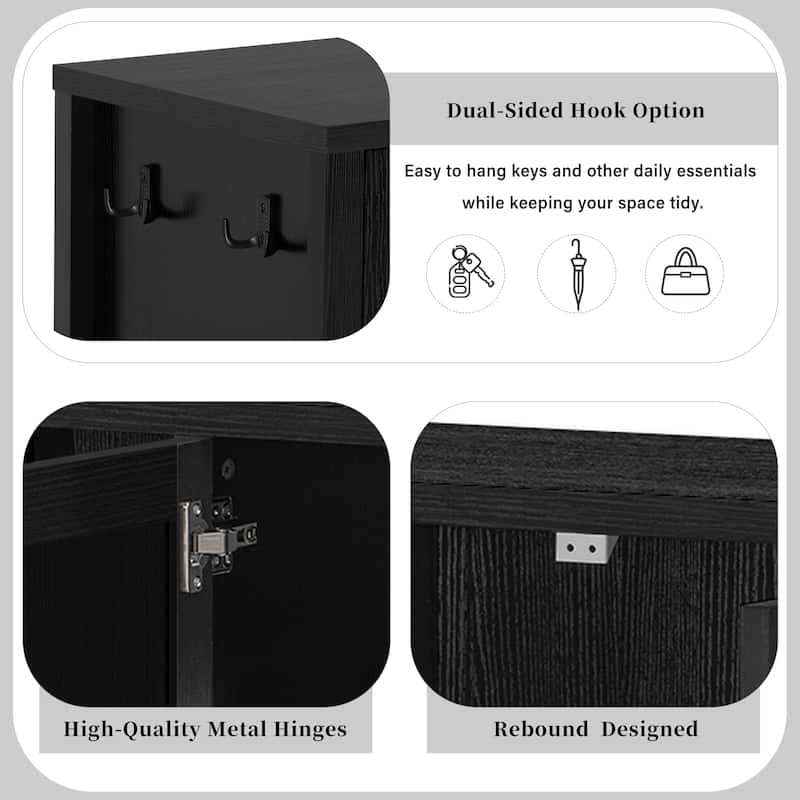 55.1" Modern Sideboard Buffet Cabinet with 4 Doors, Open Shelf, Adjustable Shelves & Side Hooks for Living Room or Dining