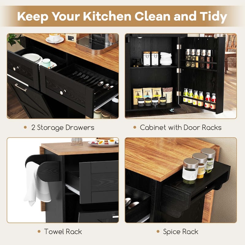 Costway Rolling Kitchen Island Kitchen Island Cart with Drop Leaf - See Details