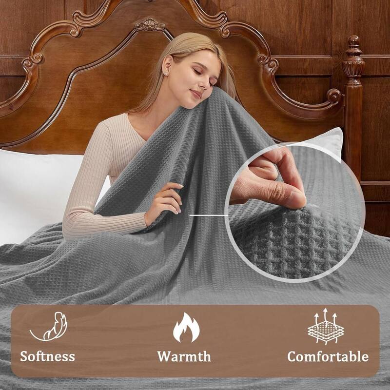 Electric Waffle Fast Heating Flannel Blanket, Grey