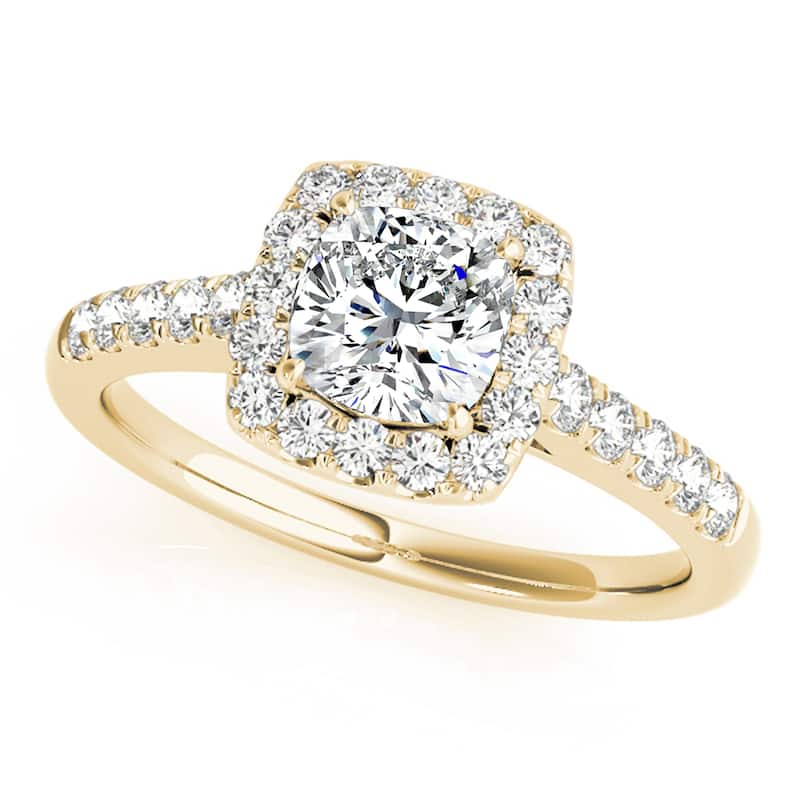 Auriya 14k Yellow Gold Lab Grown Cushion Diamond Halo Engagement Ring 0.50 to 5.00 ct. tw. (F-G VS) - 0.75 ct. center - 9