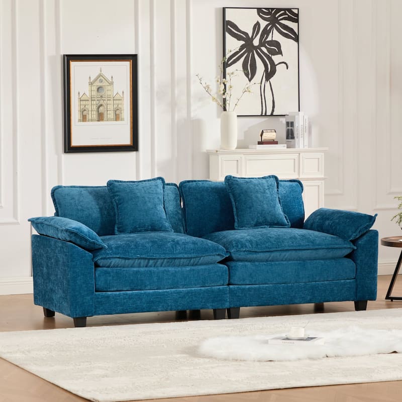 Comfy Double Layer Upholstered Couch Chenille Accent Loveseat Sofa