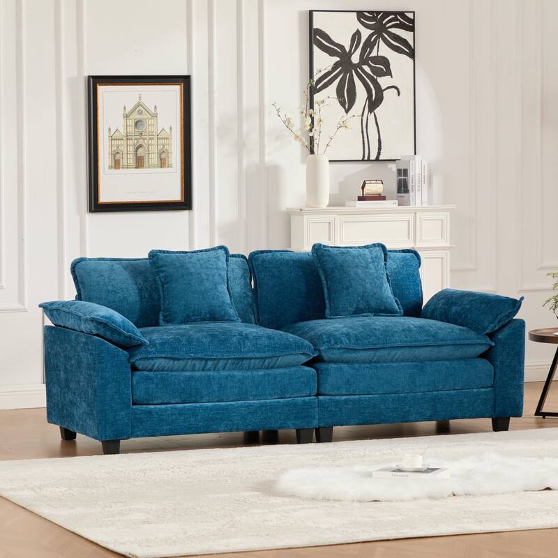 Wider Armrest LoveSeat (Ottoman is not included), Modern Sectional Couch, for Living Room Bedroom and Apartment - Blue