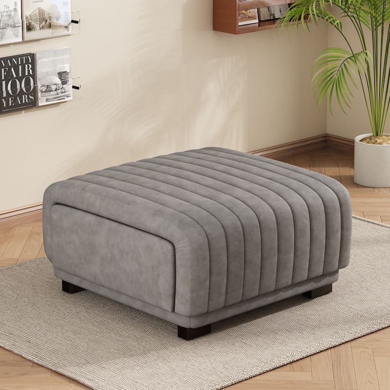 Christopher Knight Home - Zaka Faux Leather Channel Tufted Ottoman