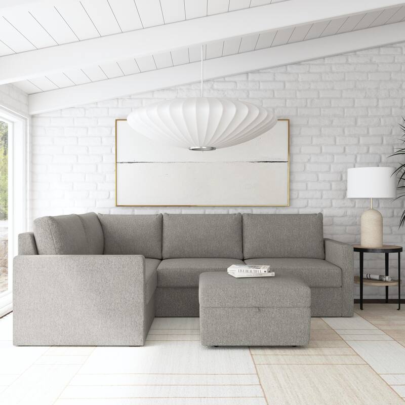 Flexsteel 4-Seat Modular Sectional with Storage Ottoman - 103" x 35" x 72"