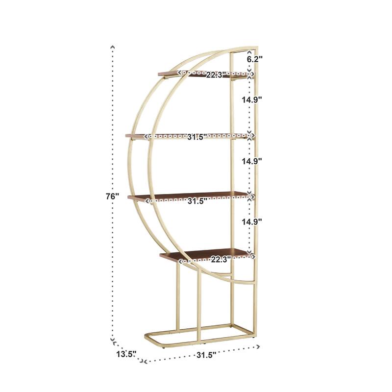 Diana Natural Finish Gold Metal Half Moon Bookcase by iNSPIRE Q Modern