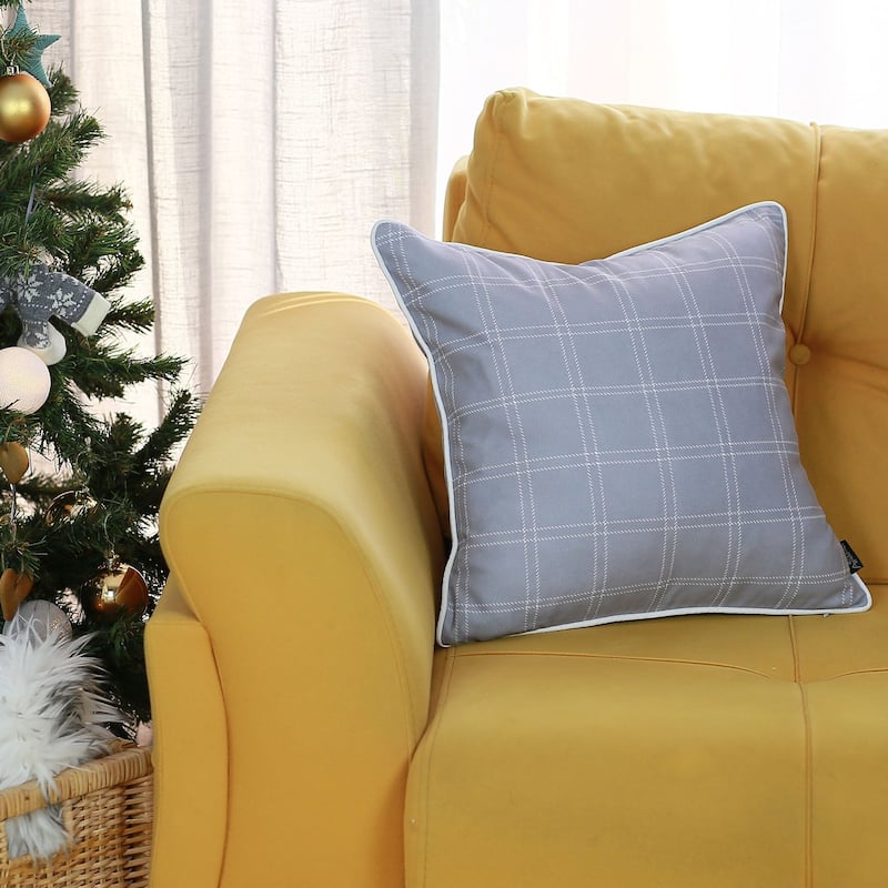 Christmas Themed Decorative Single Throw Pillow Geometric Gray Square