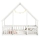 preview thumbnail 47 of 52, Wood House-Shaped Twin Floor House Bed with Fence,Guardrails,Kids and Baby