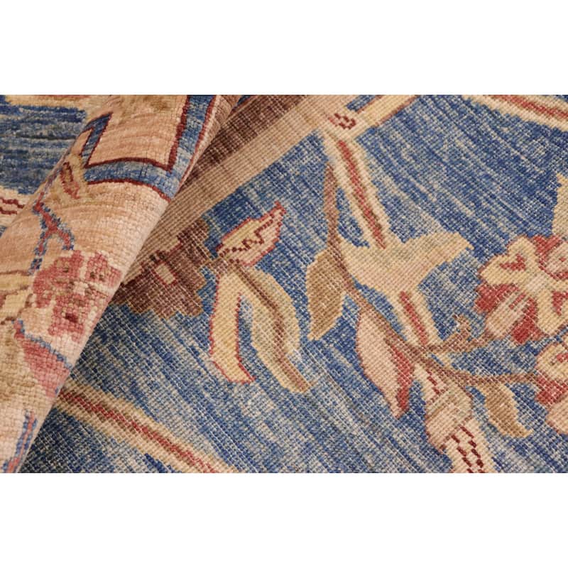 Hexagonal Trellis Floral Hand-Knotted Wool Area Rug