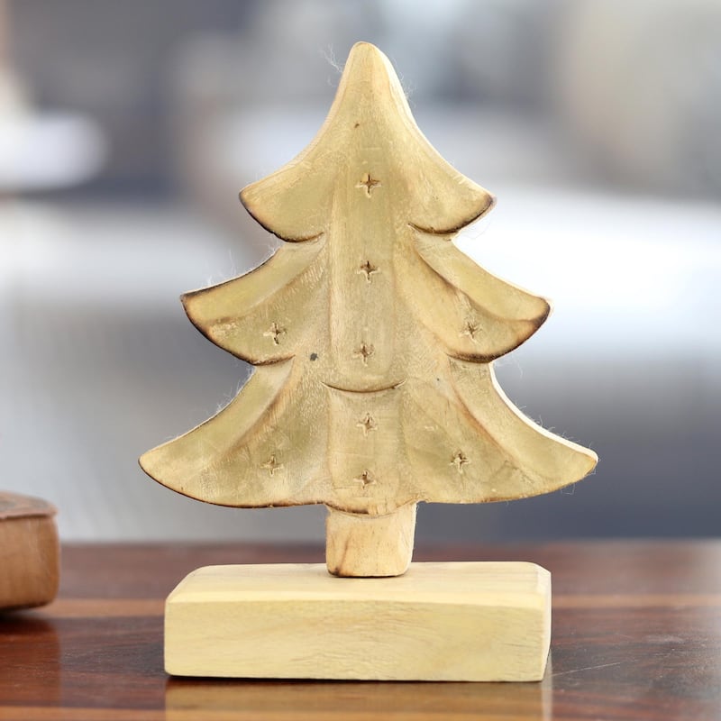 Novica Handmade Christmas Warmth Wood Sculpture