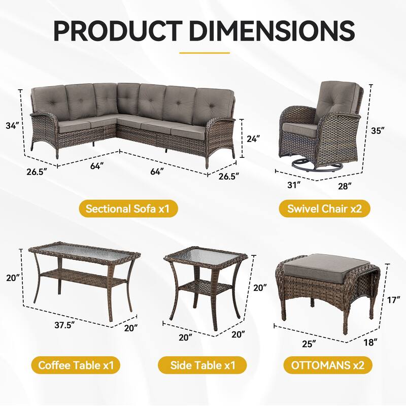 Outdoor Sectional Sofa with Chair Funiture Set