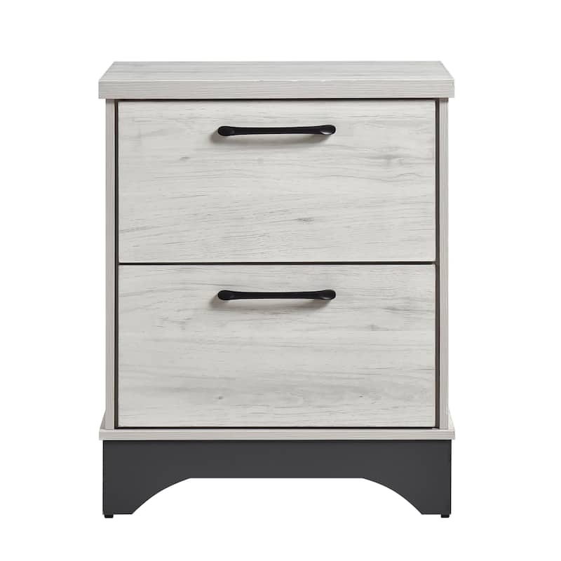 White Oak and Gray Finish Bedroom Furniture Sets Modern Upholstered Bed Nightstand Dresser Mirror Chest