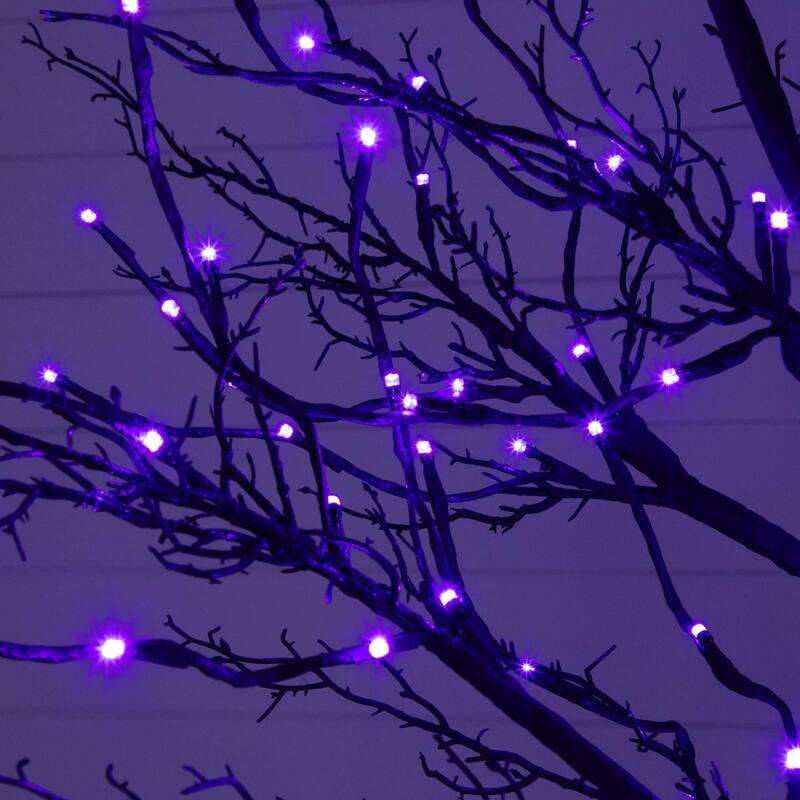Pre-Lit Deluxe Twig Artificial Halloween Tree - 8' - Multicolor LED Lights