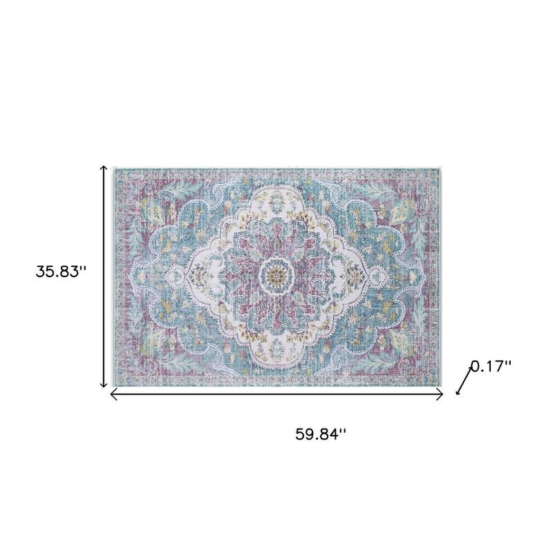 HomeRoots Medallion Traditional Rectangle Area Rug