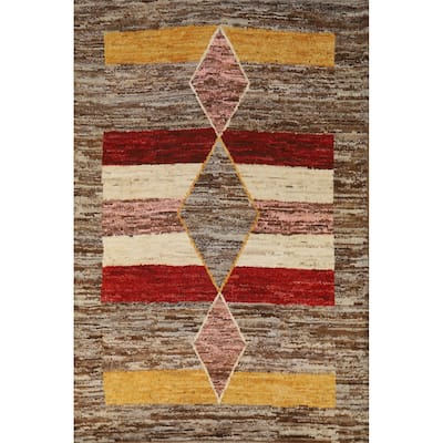 Moroccan Oriental Area Rug Hand-Knotted Wool Carpet - 5'9" x 8'2"