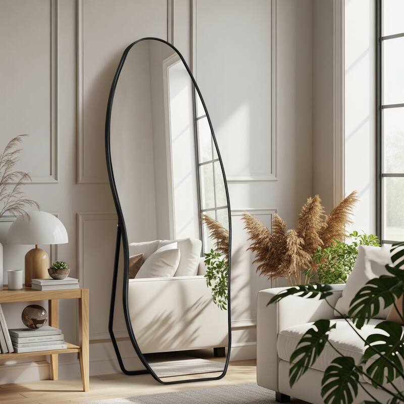 Aluminum Alloy Irregular Full-Length Floor Mirror-Freestanding, Wall-Mounted or Leaning - 24x63