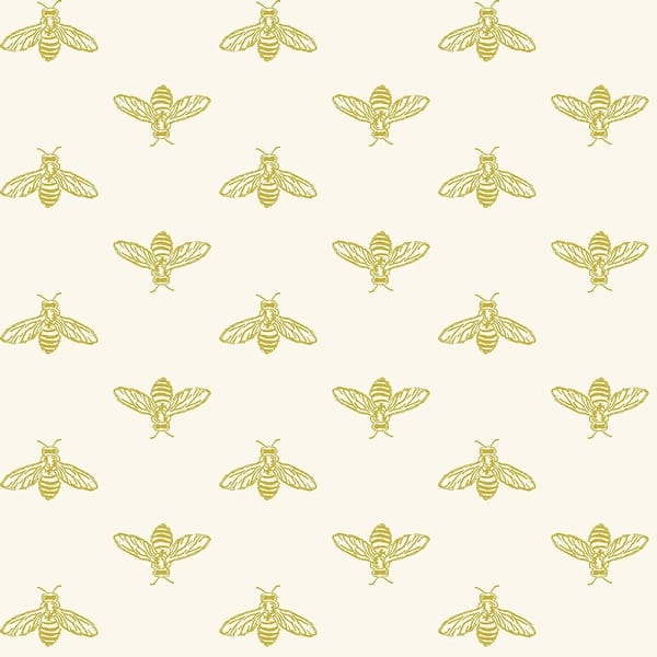 slide 2 of 5, Joules Block Print Bee Antique Gold Wallpaper