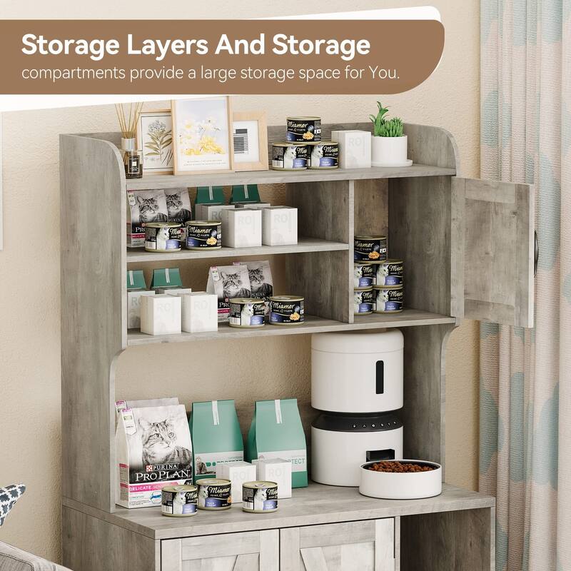 Cat Litter Box Furniture,Hidden Cat Box Enclosure with Shelf Storage