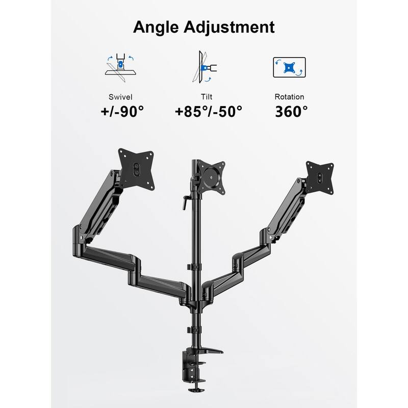 ErgoAV Gas Spring Desk Mount for Triple Monitors 13" to 32"