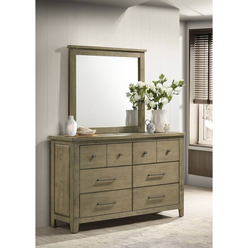 Hazlewood 6-drawer Bedroom Dresser with Mirror Vineyard Oak