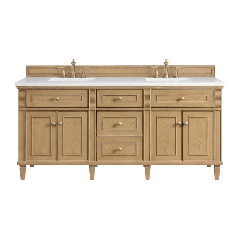 James Martin Vanities 424-V72-3WZ Lorelai 72" Double Basin Wood Vanity - Light Natural Oak - Oak Finish