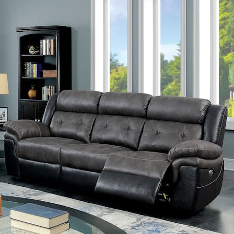 Furniture of America Creeksend Traditional Grey Power Reclining Sofa