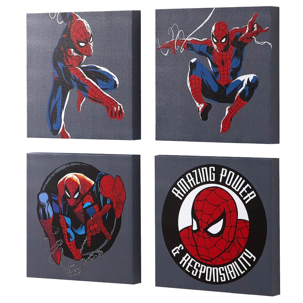 Marvel Spiderman 4 Pack Canvas Wall Art