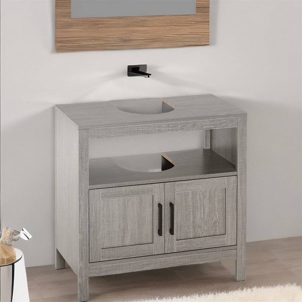 Bathroom Storage Cabinet with 2 Doors and Open Shelf