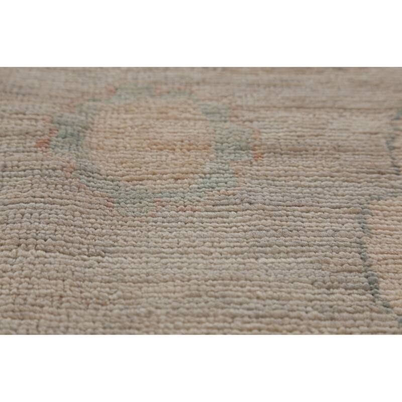 Hand Knotted Oriental 100% Wool Carpet Transitional All-Over Navy Blue & Blues Oushak Area Rug - 9' 2'' X 5' 10''