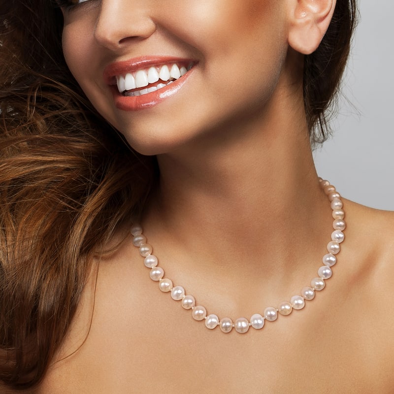 Miadora 8mm Multi-Colored Cultured Freshwater Pearl Graduated Necklace in Sterling Silver, 18 in
