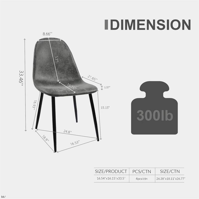 Modern Accent Chairs with Black Metal Legs for Dining Room (Set of 4)