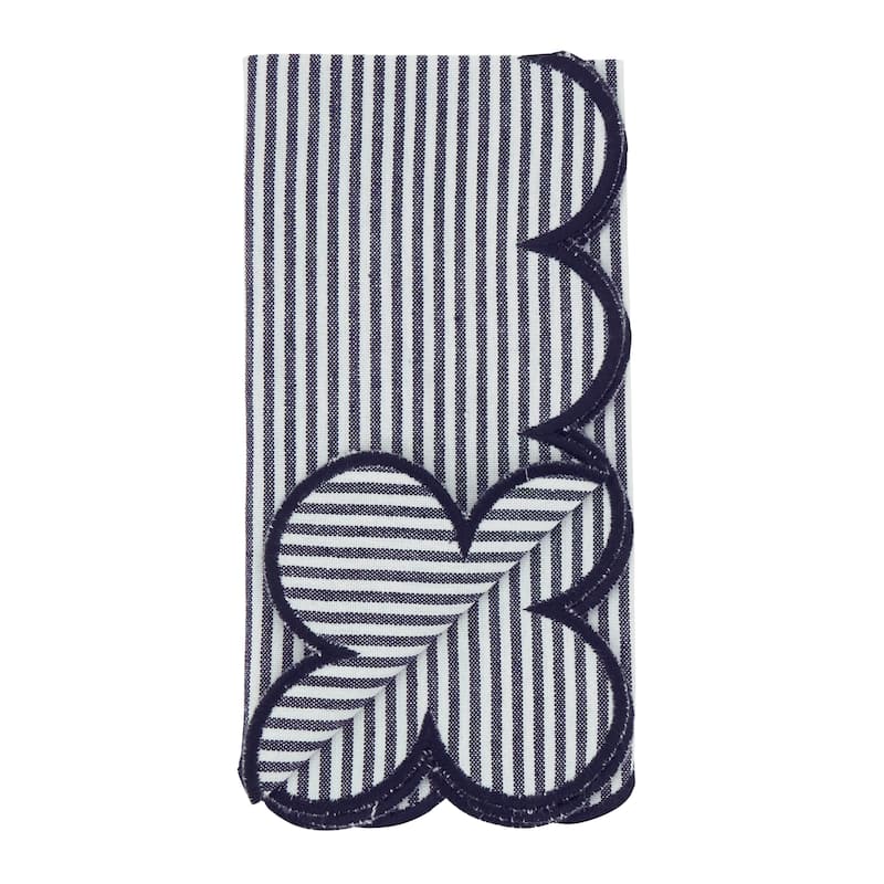 Striped Pattern Cotton Decorative Napkins (Set of 4) - Finished Edge Detail for Dining and Entertaining, 20"x20"