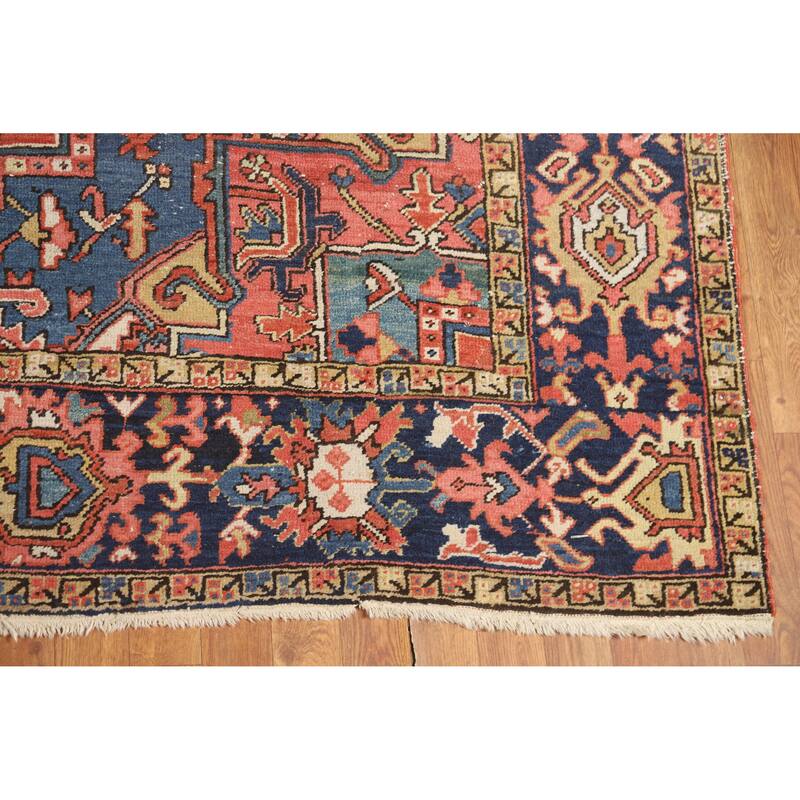 Vegetable Dye Heriz Serapi Persian Antique Rug Handmade Wool Carpet - 7'8" x 10'7"