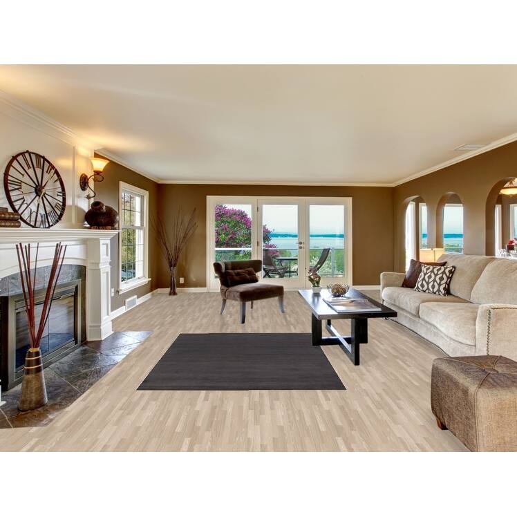 Grays & Charcoal Gabbeh Modern Area Rug Hand-Knotted Wool Carpet - 4'11" x 6'7"