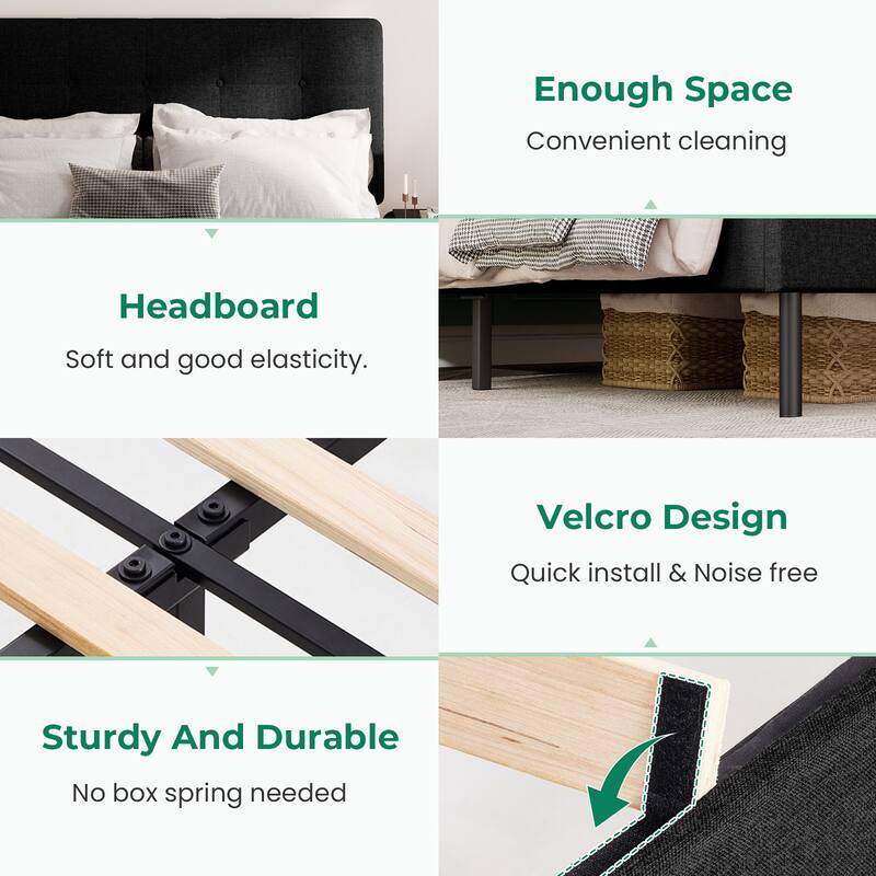 Modern Wooden Bed Frame With Headboard