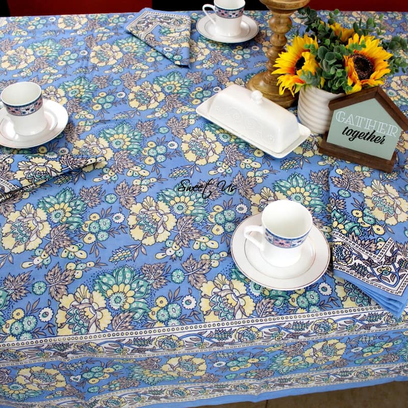 Luxuriant Floral Cotton French Country Tablecloth Collection