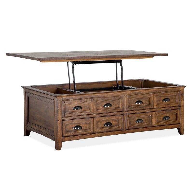 Magnussen Home Bay Creek Toasted Nutmeg Lift Top Storage Cocktail Table with Casters - 50''W x 28''D x 18''H
