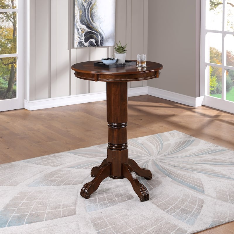 Florence 30-inch Round Wood Pub Table - Cappuccino