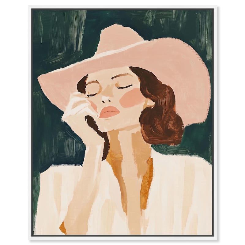 Sun Hat Canvas by Art Remedy - 24" x 30" - White