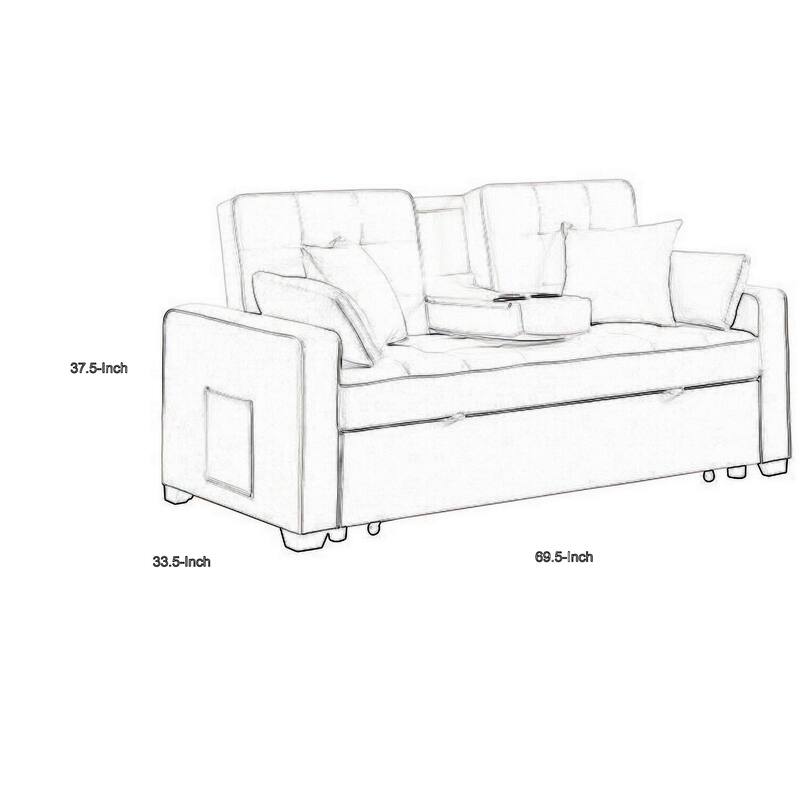Oli 70 Inch Convertible Sleeper Loveseat, Pull Out Bed, Pillows, Dark Gray