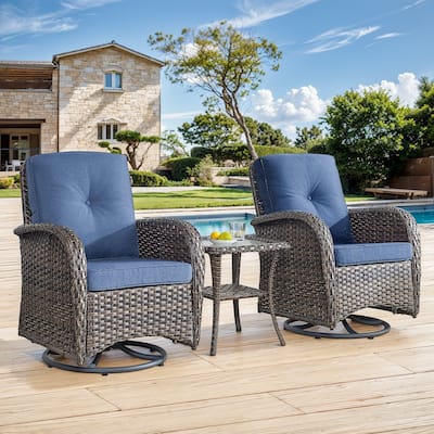 Gymojoy Patio Furniture Set Outdoor Wicker Swivel Glider Chairs Set