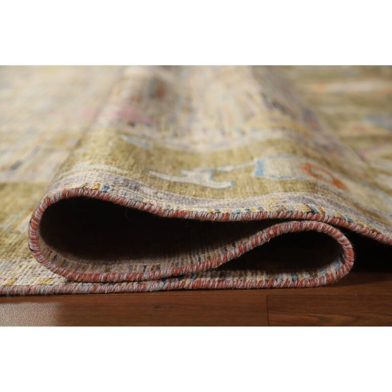 Hand Knotted Oriental 100% Wool Carpet Transitional Floral Multi-Colored Oushak Area Rug - 9' 5'' X 8' 2''