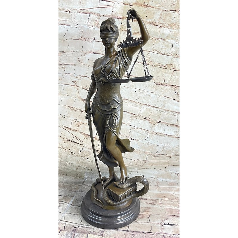 23 Inches Tall Blind Justice Graduation Gift Lawyer Student Bronze Sculpture Figurine